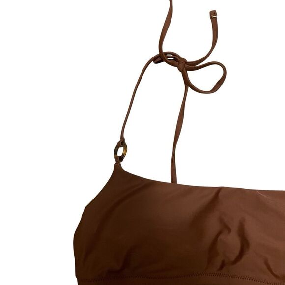 J.Crew O-ring Tie Shoulder Bikini Top Brown MED NWT - Picture 3 of 5